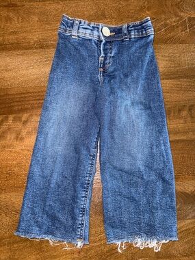 Zara Mid-Rise Wide Leg Crop Jeans - Blue